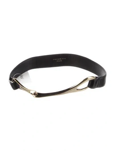 Pre-owned Gucci Leather Waist Belt In Black