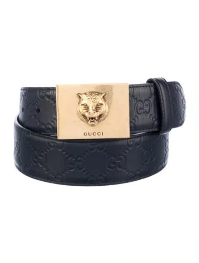 Pre-owned Gucci Leather Waist Belt In Blue