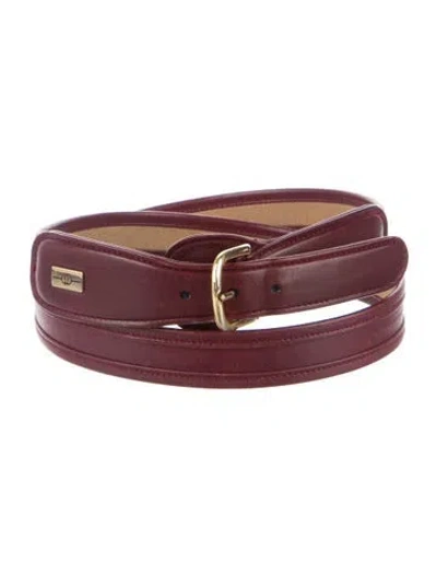 Pre-owned Gucci Leather Waist Belt In Burgundy