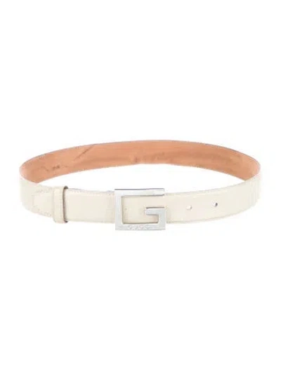 Pre-owned Gucci Leather Waist Belt In Gray