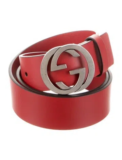 Pre-owned Gucci Leather Waist Belt In Red