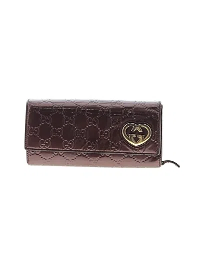 Pre-owned Gucci Leather Wallet In Burgundy