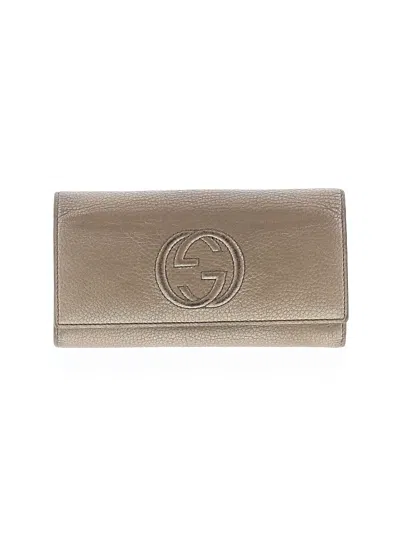 Pre-owned Gucci Leather Wallet In Gray
