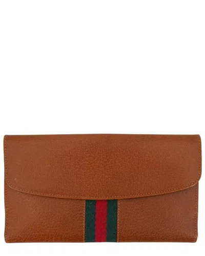 Gucci Leather Wallet Ophidia (authentic Pre-loved) In Brown