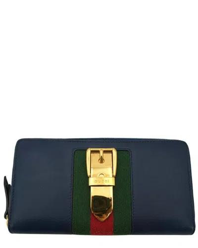 Gucci Leather Wallet Sylvie (authentic Pre-loved) In Blue