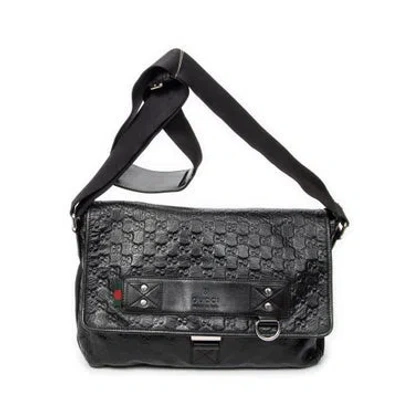 Pre-owned Gucci Leather Web Rubber Medium Messenger In Black
