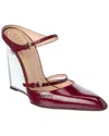Gucci Leather Wedge Mule In Burgundy