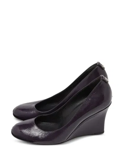 Pre-owned Gucci Leather Wedge Pumps In Purple