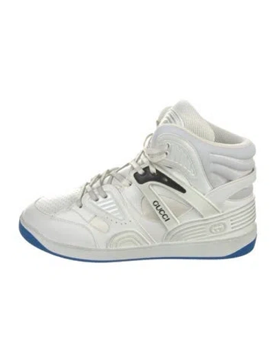 Pre-owned Gucci Leather Wedge Sneakers In White