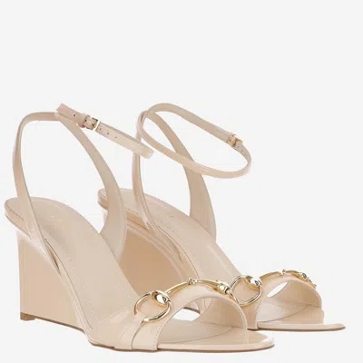 Gucci Leather Wedge Wedge Sandal In Neutral
