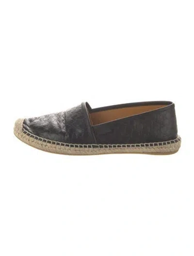 Pre-owned Gucci Leather Whipstitch Trim Espadrilles In Black