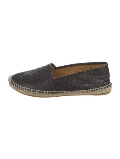 Pre-owned Gucci Leather Whipstitch Trim Espadrilles In Black