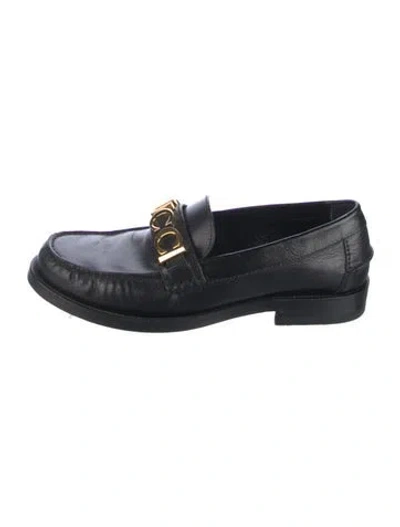 Pre-owned Gucci Leather Whipstitch Trim Loafers In Black
