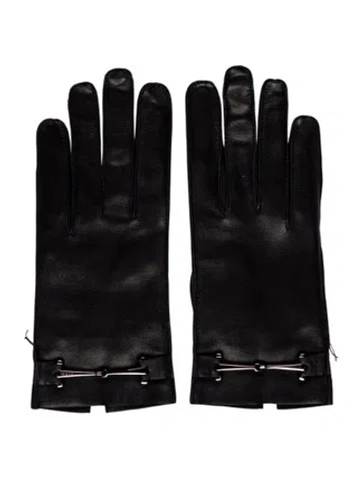 Pre-owned Gucci Leather Winter Gloves In Black