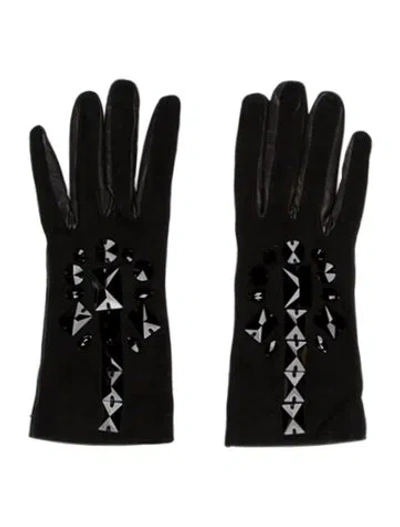 Pre-owned Gucci Leather Winter Gloves In Black
