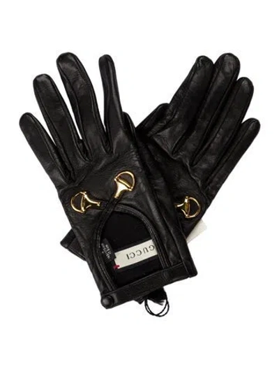 Pre-owned Gucci Leather Winter Gloves. W/tags In Black