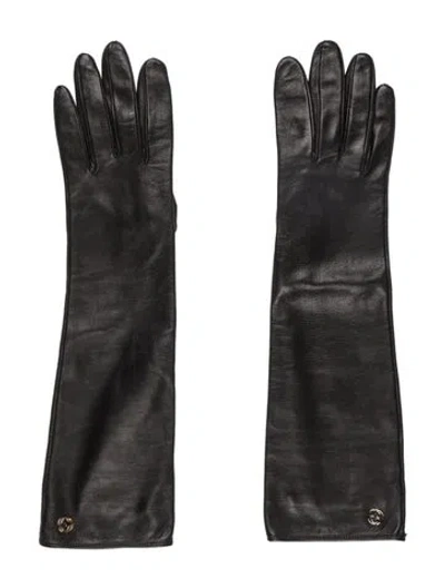 Pre-owned Gucci Leather Wniter Gloves In Black