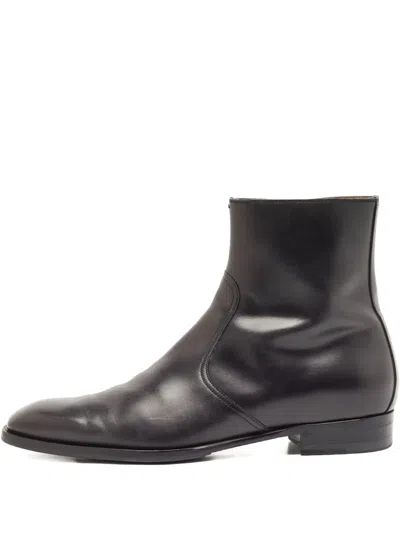 Pre-owned Gucci Leather Zip Ankle Boots