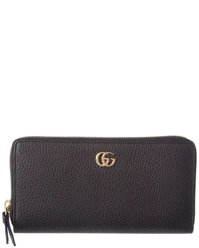 Gucci Leather Zip Around Wallet In Black