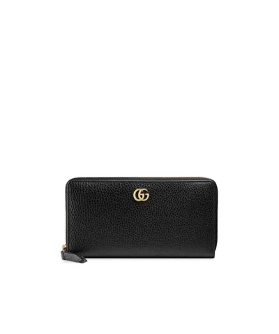 Gucci Leather Zip Around Wallet In Black