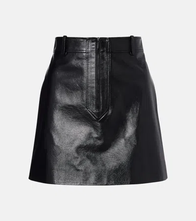 Gucci Leather Zip-up Miniskirt In Blue