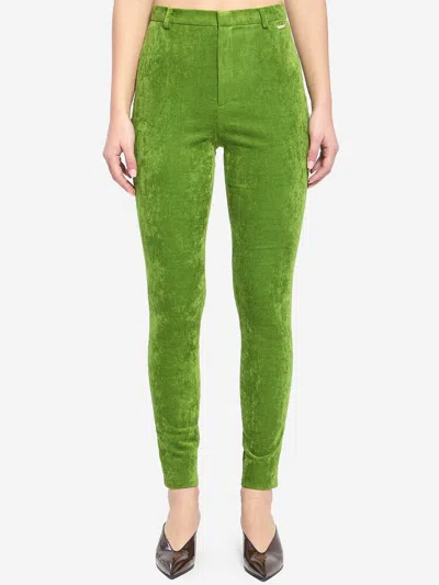 Gucci Stretch Velvet Leggings In Green