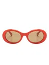 Gucci Lens-decal Oval-frame Sunglasses In 橘色
