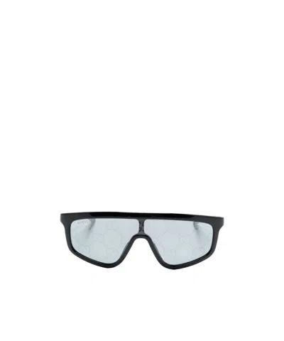 Gucci Lens-decal Shield-frame Sunglasses In White