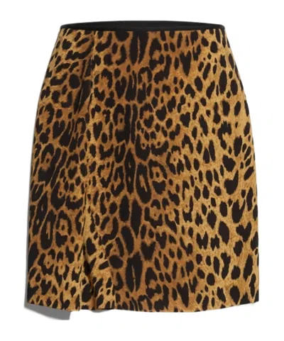 Gucci Leopard Print Midi Skirt In Brown