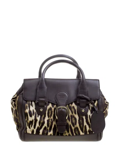 Pre-owned Gucci Leopard-print Tote Bag In Brown