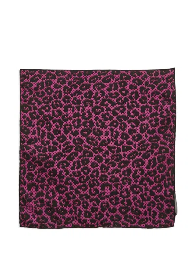 Pre-owned Gucci Leopard-print Silk Scarf In Purple