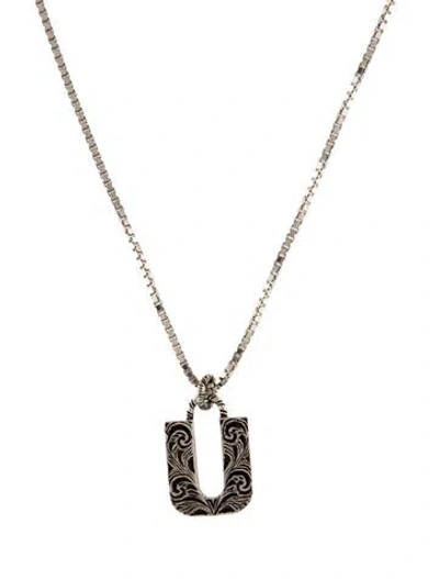 Pre-owned Gucci Letter 'u' Pendant Necklace, 18" In Multi