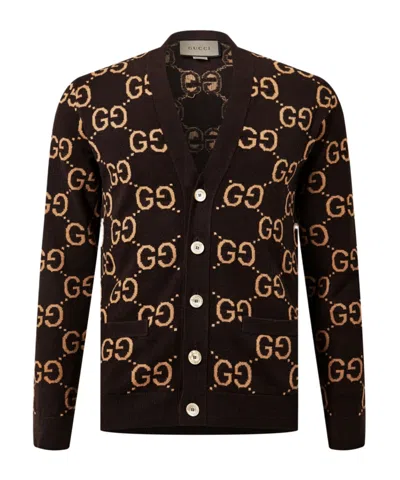 Gucci Lettering Jacquard Cardigan In Multi