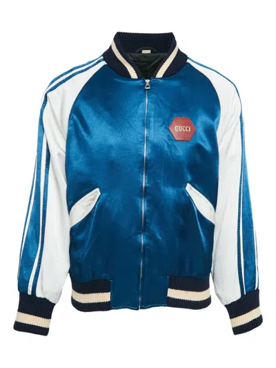 Pre-owned Gucci Lettering Zip Jacket In Blue