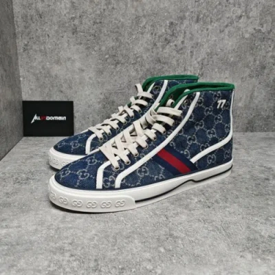 Pre-owned Gucci Level Ss/new -  Tennis 1977 High 'denim' 625807 2kq90 4464 Men In Blue