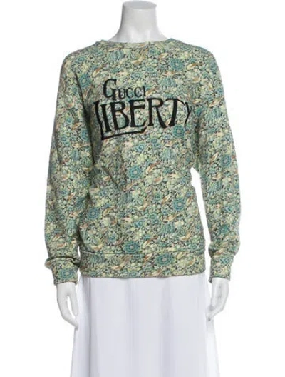 Pre-owned Gucci Liberty Floral Print Sweatshirt In Green