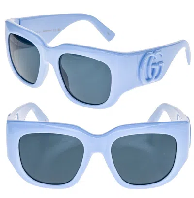 Pre-owned Gucci Lido 1545 Light Blue Oval Chunky Logo Gg1545s Sunglasses Summer Beach 004