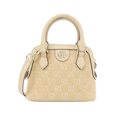Pre-owned Gucci Light Beige Denim Leather Handbag ()