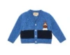 Gucci Light Blue Cardigan For Baby Boy With Dog And Logo In Light Blue