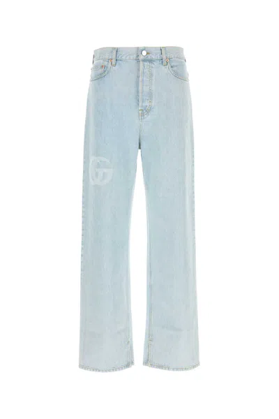 Gucci Button Fly Jeans In Blue