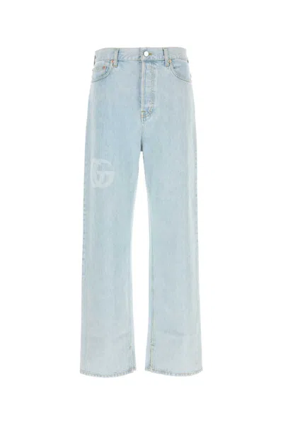 Gucci Button Fly Jeans In Blue