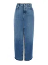 Gucci Light Blue Denim Midi Skirt With Horsebit In Cotton Woman In Multicolor