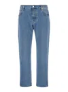 GUCCI LIGHT BLUE DENIM TROUSER WITH WEB