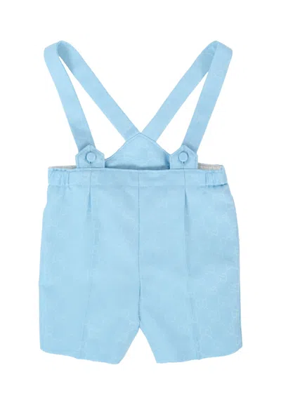 Gucci Kids' Light Blue Dungarees For Baby Boy With Gg