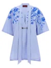 Gucci Poplin Mini Dress In Light Blue