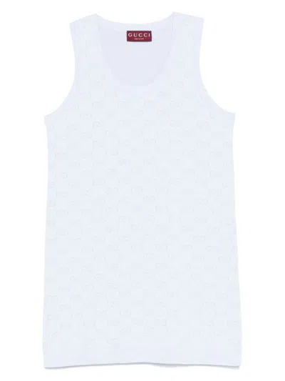 Gucci Light Blue Gg Cotton Jacquard Mini Dress