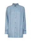 Gucci Womens Aqueous Monogram Relaxed-fit Silk Shirt