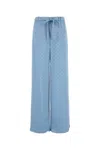 Gucci Pantalone Dalla Gamba Ampia In Raso Azzurro Donna In Light Blue