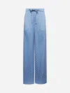 Gucci Women Light Blue Gg Satin Trousers