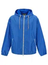 Gucci Web And Logo Print Windbreaker Jacket In Blue